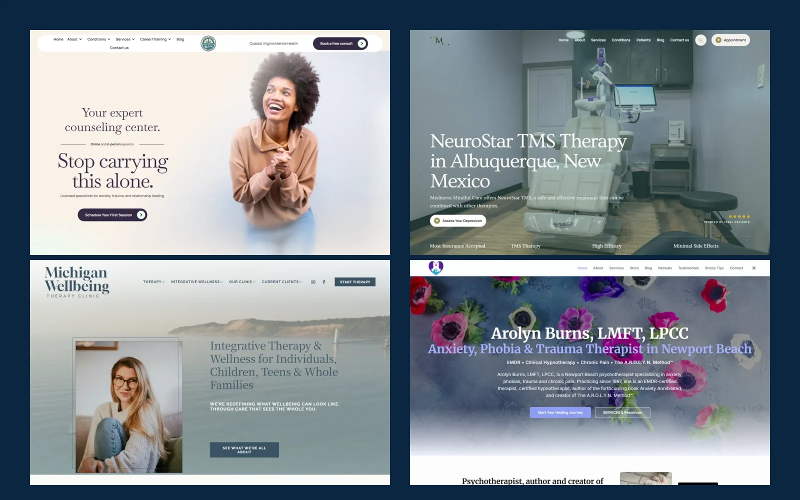Examples of therapist and mental health practice websites