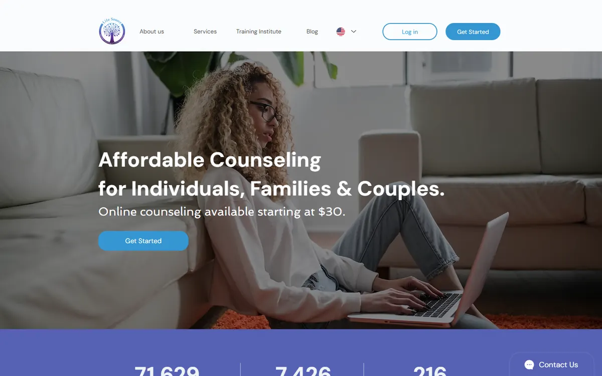 Life Source Affordable Counseling website homepage