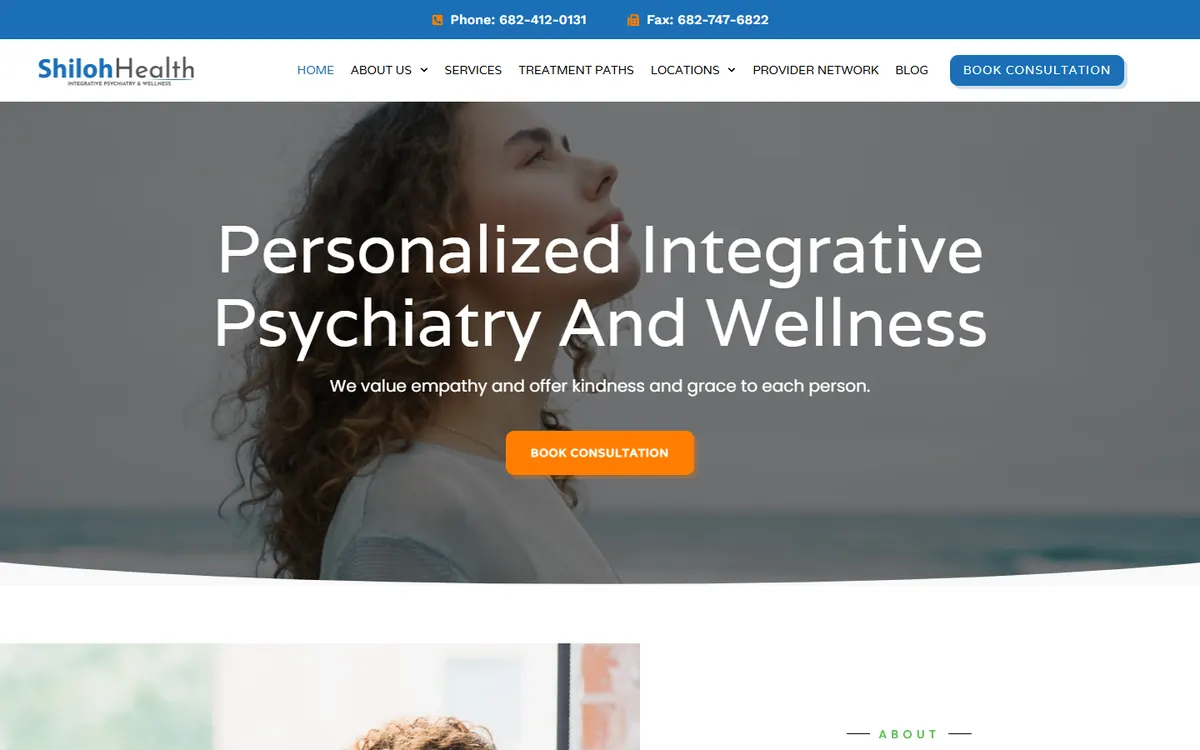 Shiloh Health psychiatry website homepage